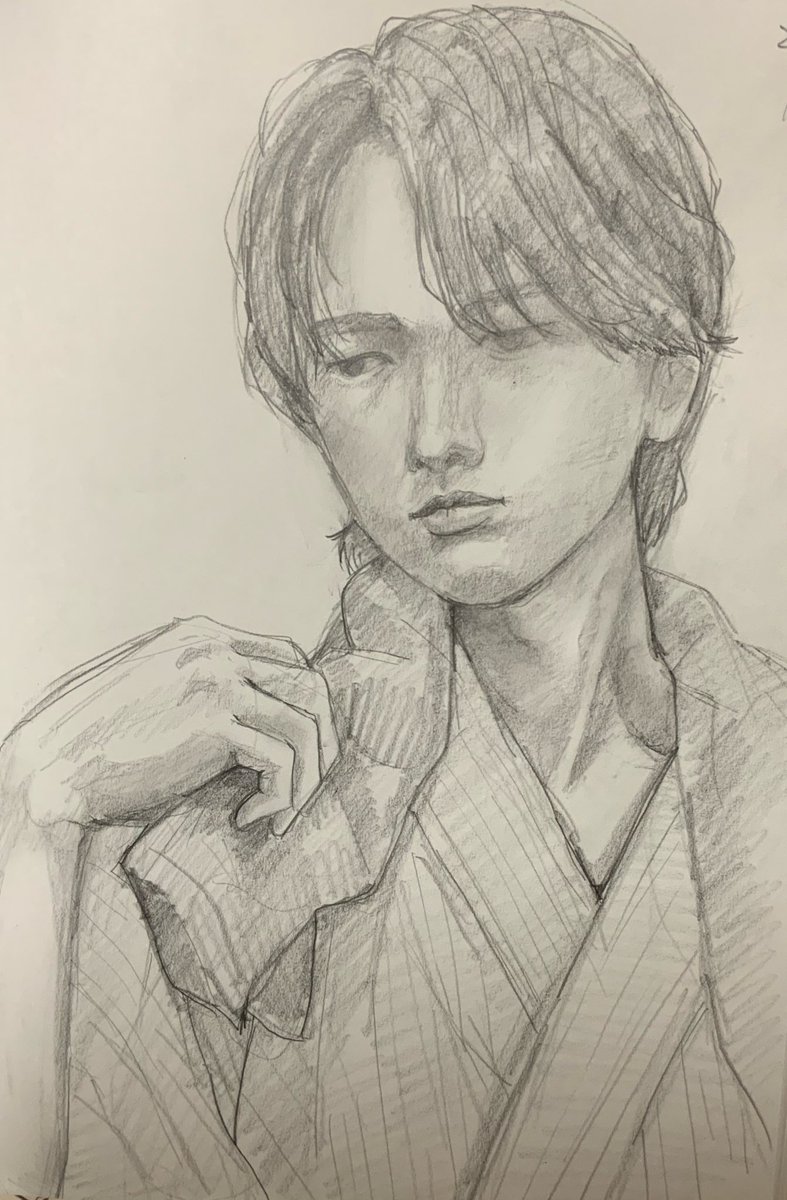 #美男子スケッチ会
行って来ました！1枚目で今日は調子悪いわと思ったけど2枚目は中々描けたのではなかろうかと
顔描くの楽しい！
