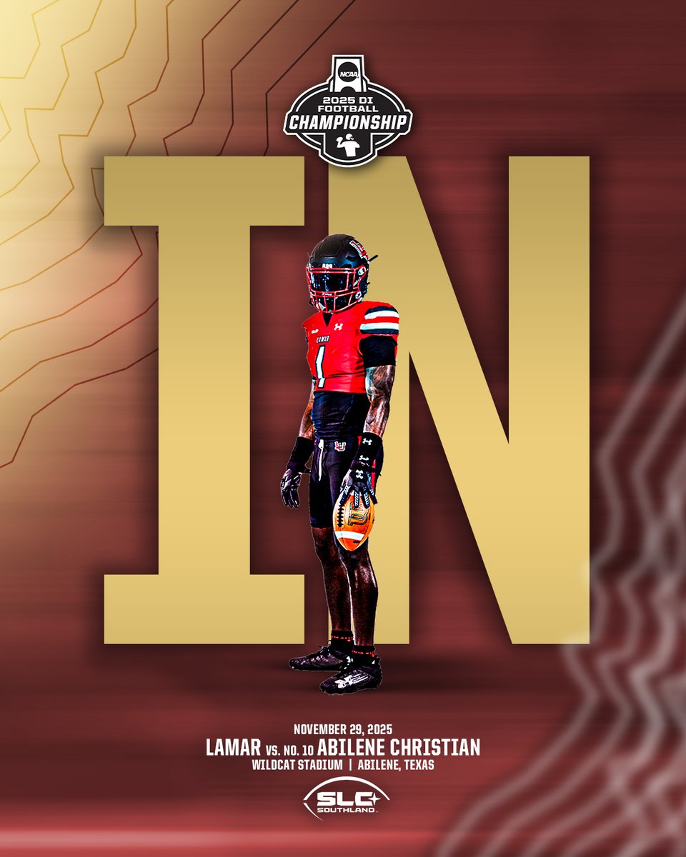 BIG RED IS IN 🔴

Lamar secures an at-large bid and will travel to Abilene to face No. 10 ACU on Saturday, November 29 at Noon!