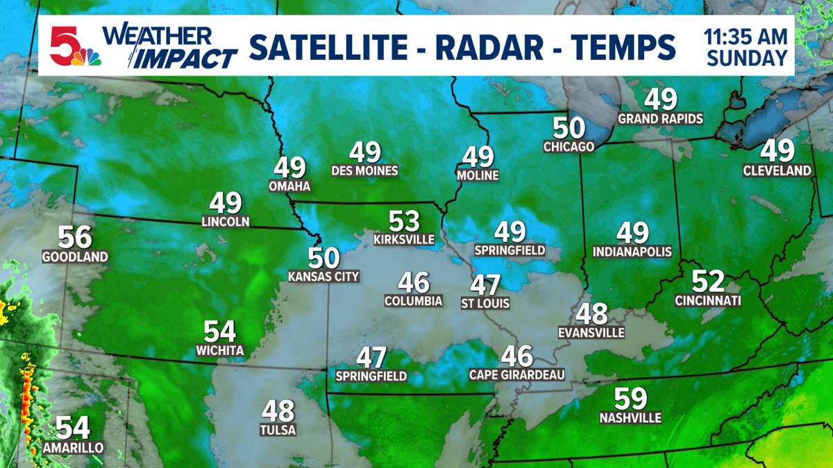 scottontvKSDK's tweet image. A look at clouds, radar and temps across the region. Get the latest forecast at ksdk.com/weather #stlwx