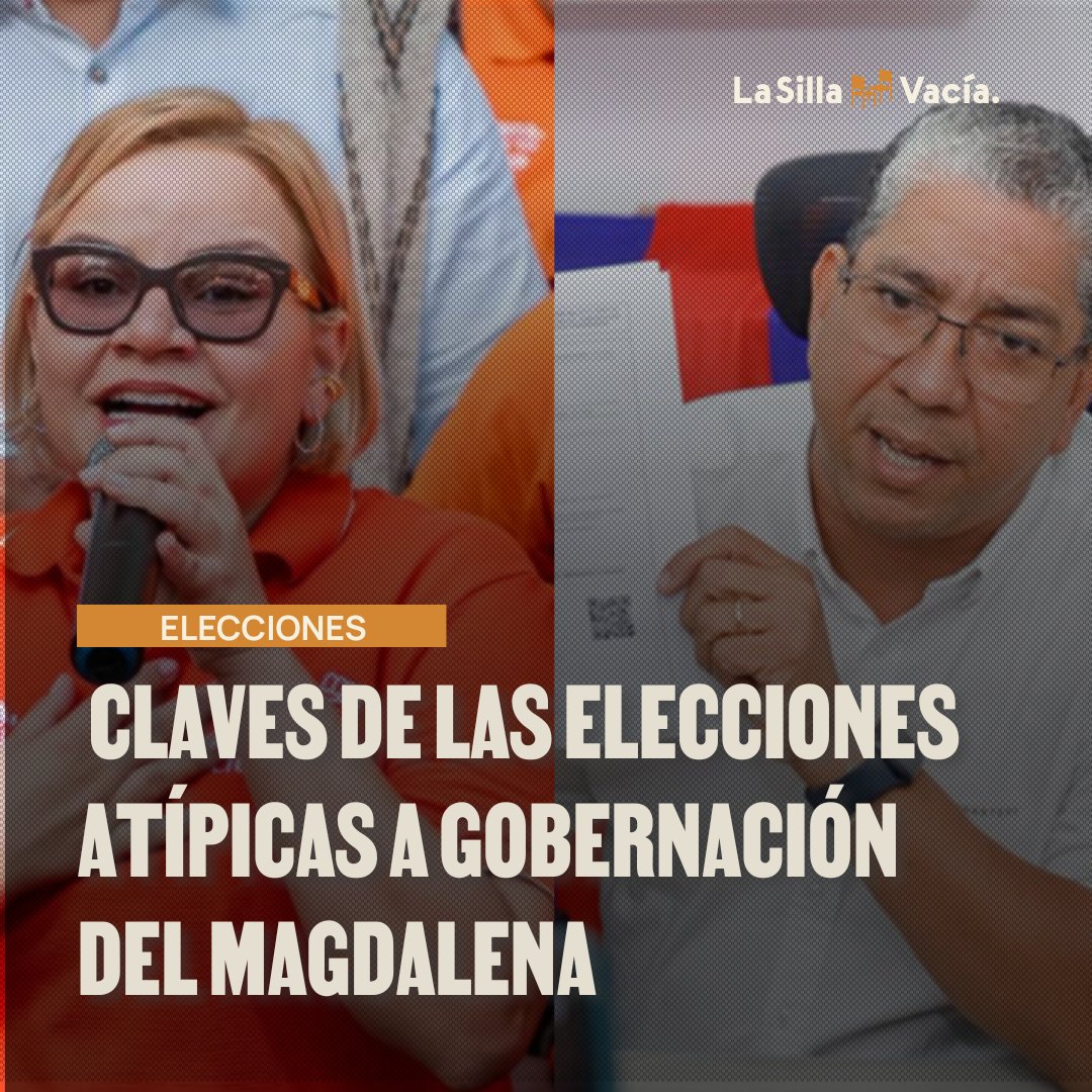 🗳️Ya en marcha las elecciones atípicas para la gobernación de Magdalena tras la anulación de <a href="/mrafael70/">Rafael Martínez</a>.

🤼El pulso: la continuidad del proyecto de <a href="/carlosecaicedo/">Carlos Caicedo</a> con <a href="/mmarguiguerra/">Margarita Guerra</a> vs. <a href="/rafaelnoyag/">Rafael Noya</a>, que busca unir a todas las fuerzas antiCaicedo.

Va🧵 con las cinco claves.