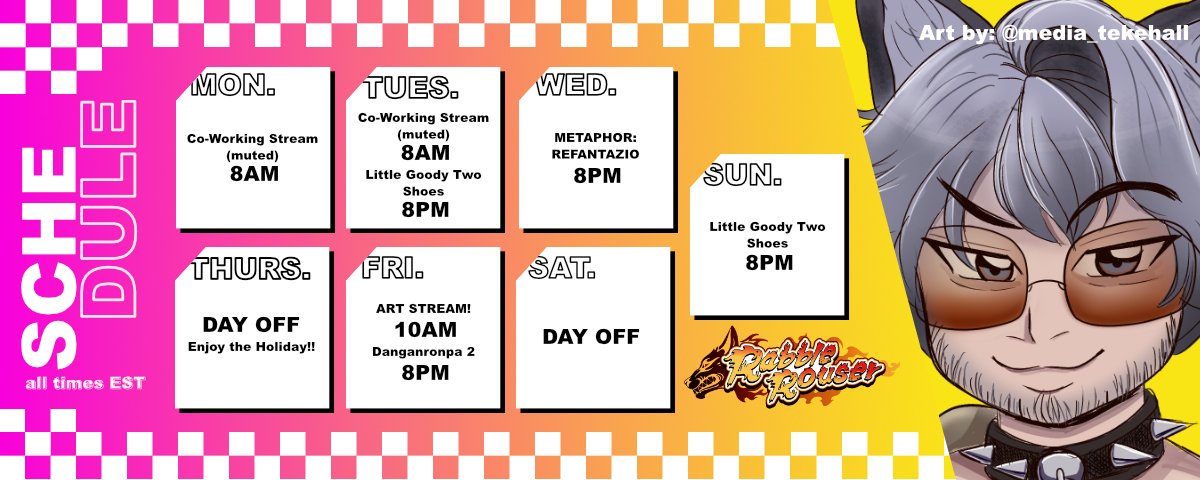 TYPO ON TUESDAY! UPDATED SCHEDULE!