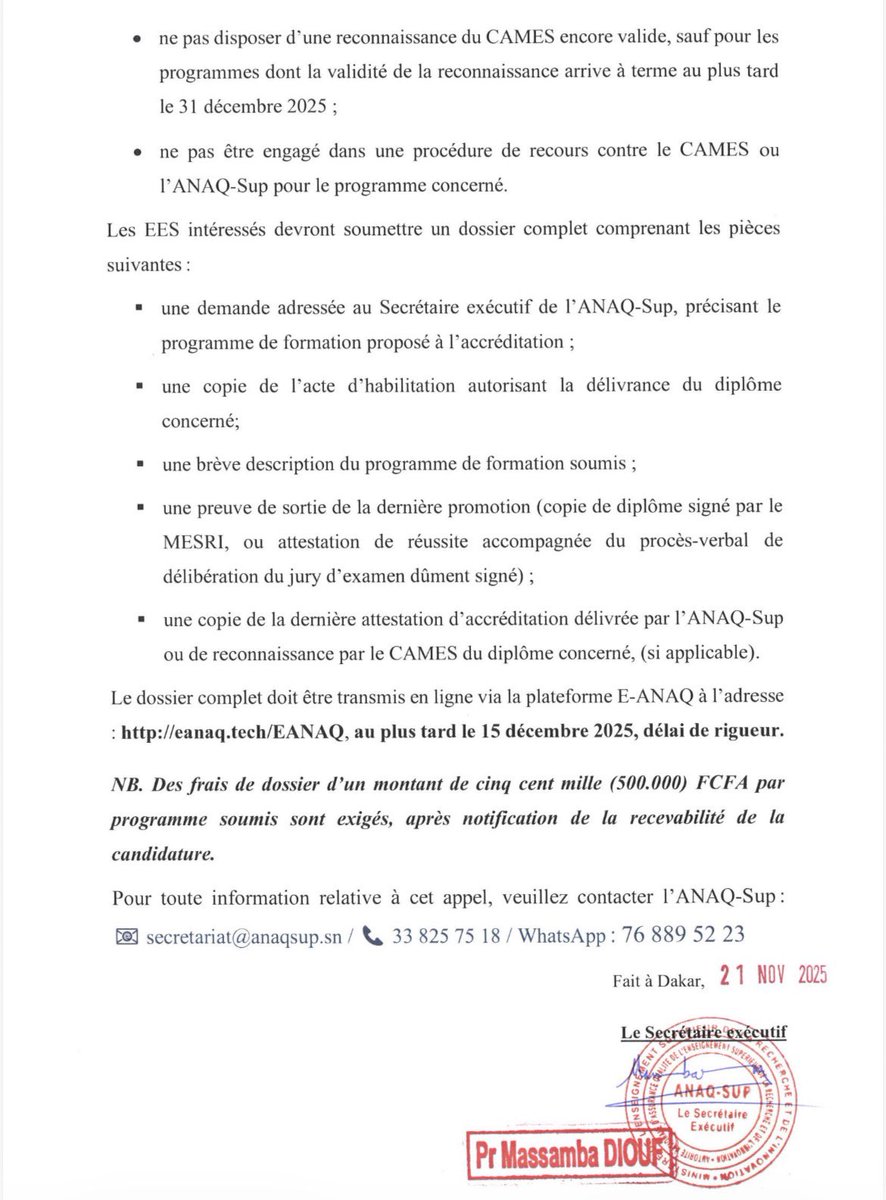 Prorogation : Appel à Manifestation d’Intérêt pour l’Accréditation des Programmes des EES – Vague 2026

#MESRI #AccréditationEES #EnseignementSupérieur #Prorogation2026 #EESPublicsEtPrivés #Accréditation #AppelÀManifestation