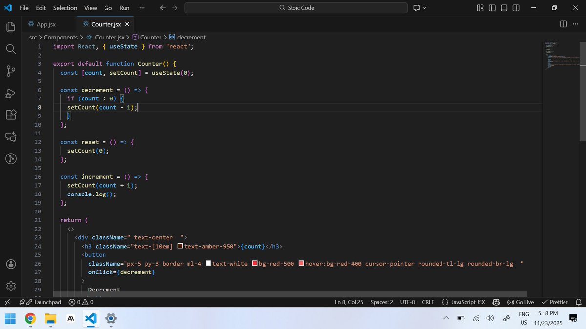 THEJASPERJAY's tweet image. Day 34 of 60 Days of Code
Today I worked on filter again to understand it better, then moved into React hooks, useState and the onchange event handler. That onchange is really breaking my neck but progress is progress.Morrow we go harder.

#react #javascript #reacthooks #usestate