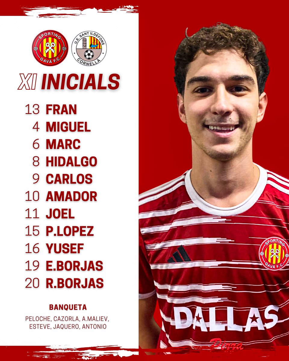 🔴⚪ 11 INICIALS!
Ja els tenim! Els jugadors que avui sortiran de titulars contra el Sant Ildefons U.E. 👊⚽

L’equip està preparat i amb ganes de donar-ho tot des del primer minut. 🔥

🕖 18:45 h
🏟️ Can Tintorer
📅 Diumenge, 23 de novembre

🔴⚪ Som-hi Sporting!