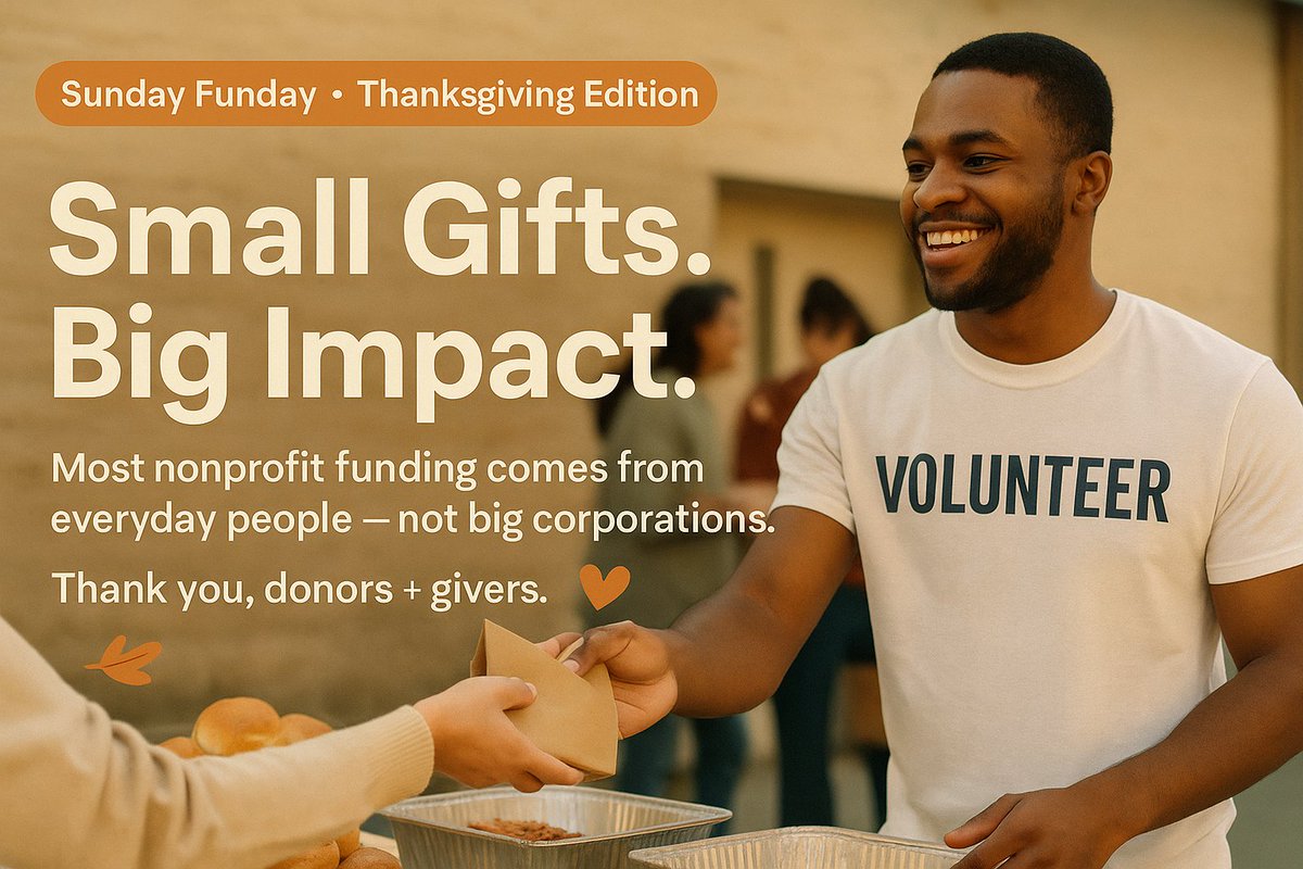 talk2cc's tweet image. Sunday Funday, Thanksgiving edition
Little-known fact: Most nonprofit funding comes from individuals, not big corporations.
Every “small” gift adds up to real impact.
Shoutout to the donors, members &amp;amp; monthly givers fueling missions this week.
#SundayFunday #completecontroller