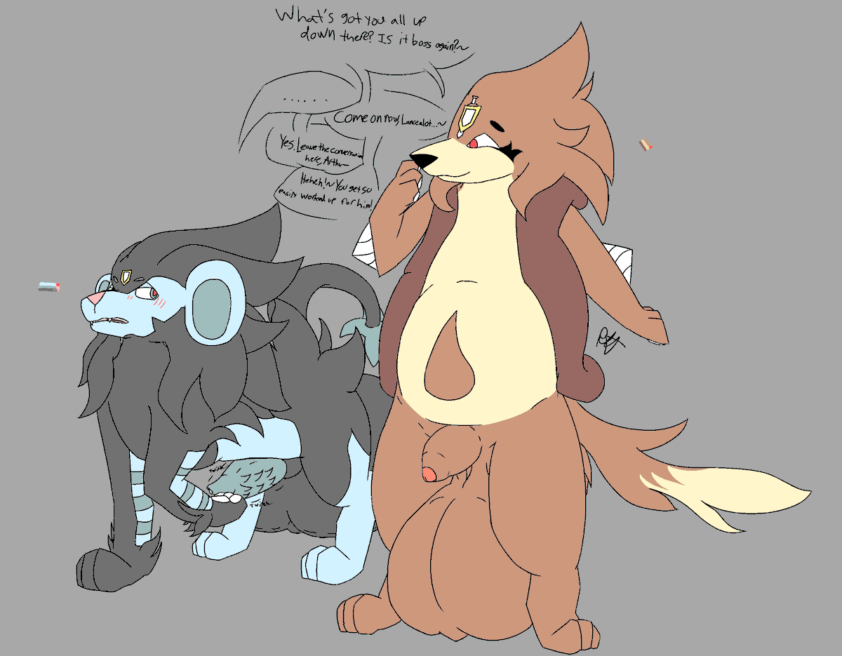 RyoskoLynxFox's tweet photo. Two new characters I have created for myself. Hopefully they look fine. Arthur and Lancealot are their names, Floatzel and Luxray respectively.

#nsfw #pokemonnsfw https://t.co/aeDSGDOOVl