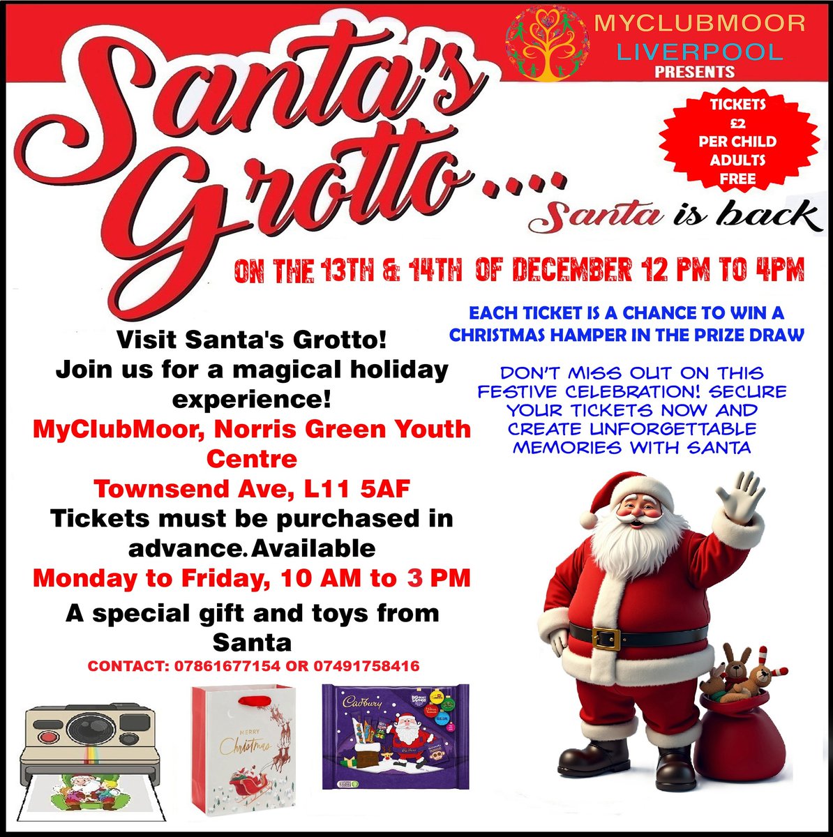 Join us at MYClubmoor, Norris Green Youth Centre, for a festive adventure your family will treasure!
-Available to pick up from Wednesday 26th!!
£2