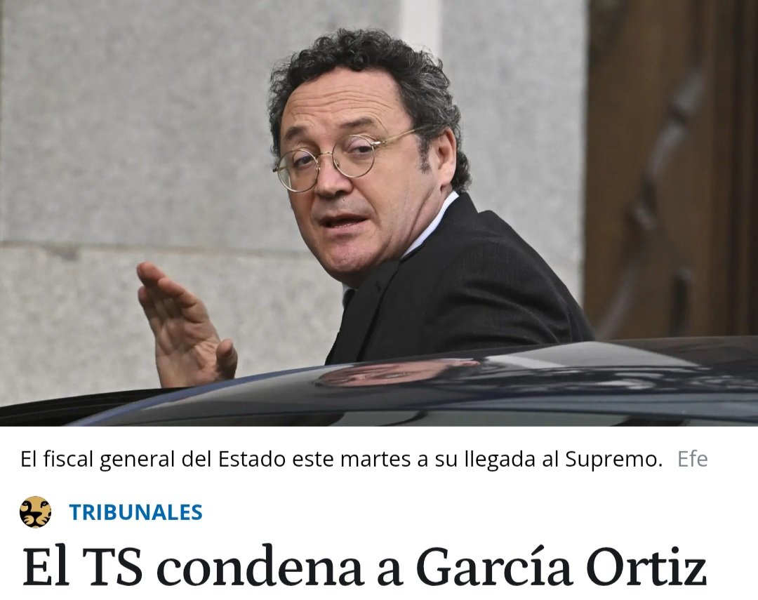 🔴La condena del Fiscal General del Estado exige al Presidente del Gobierno la presentación de su dimisión.

Quien debe velar porque no se cometan los delitos no puede cometerlos y mucho menos contra otros rivales políticos.

🟨✌️