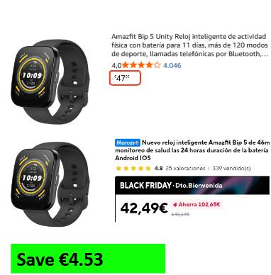 tuyoutube2's tweet photo. Amazon vs. AliExpress: Mismo Amazfit Bip 5
47,02 € vs. 42,49 €
Ahorra 4,53 € — ¿para qué pagar más?
#AliExpressVsAmazon #AliExpress #MarcasMás https://t.co/m2Z60OFTKo