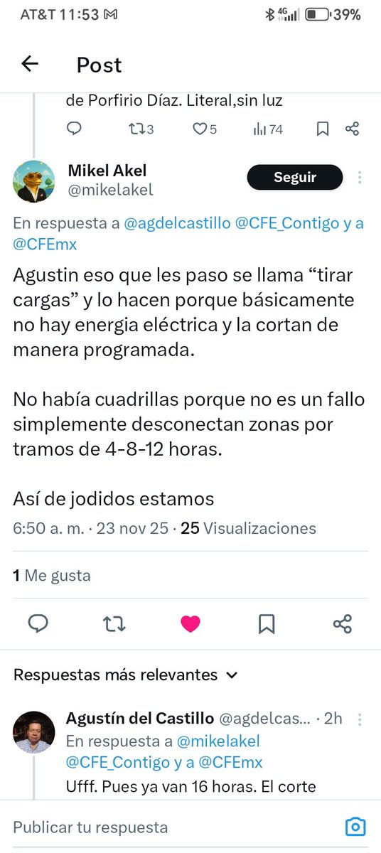 agdelcastillo's tweet photo. Cumplimos 18 horas sin luz en una fracción de la colonia Moderna (barrio de San Antonio), Guadalajara . ¡Ya haz algo @CFE_Contigo @CFEmx ! Pagamos un servicio deficiente, ¿Es para acostumbrarnos a lo que se viene? https://t.co/5zA2zN2yiw