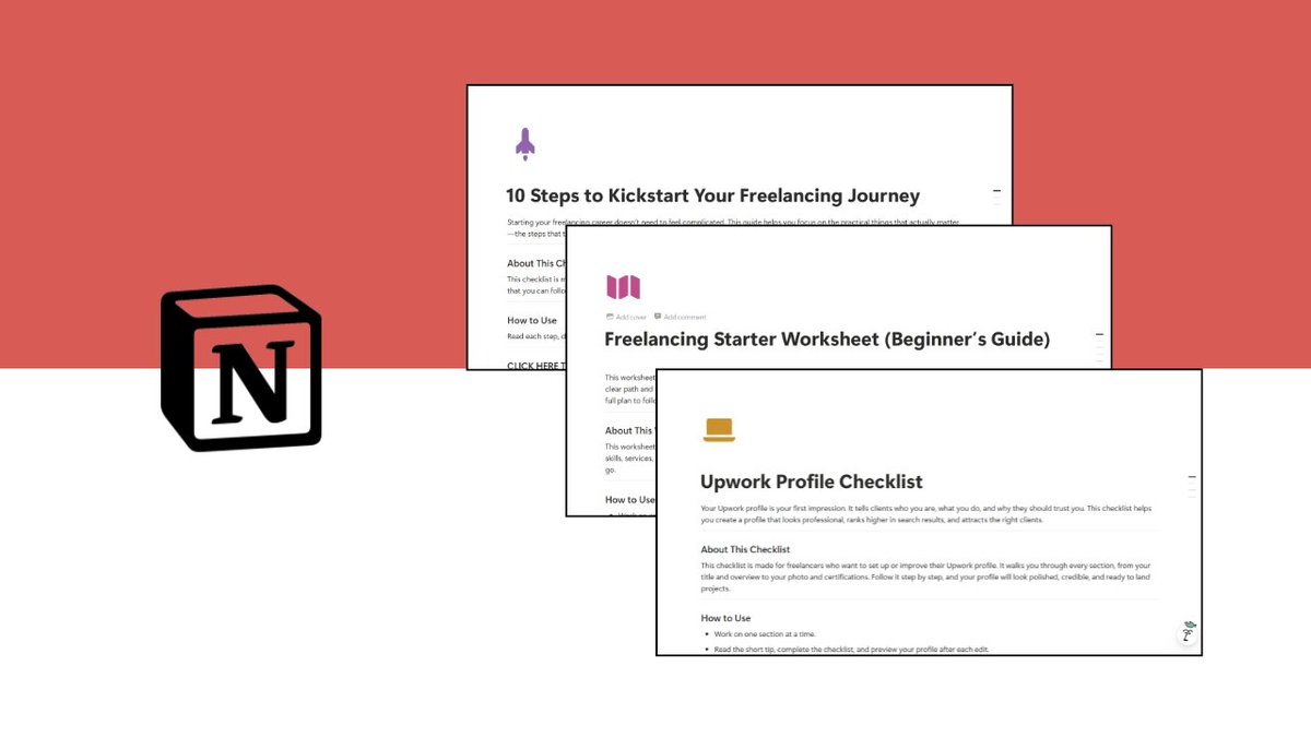 JustCharmaine20's tweet image. Do you want your freelancing journey to start smoother and easier?

Get the Freelance Mini Guide Bundle and skip the confusion that slows beginners down.

My Mini Guide Bundle is built for beginners who want: 
✔️ A simple plan
✔️ A clear checklist
✔️ A realistic starting point…