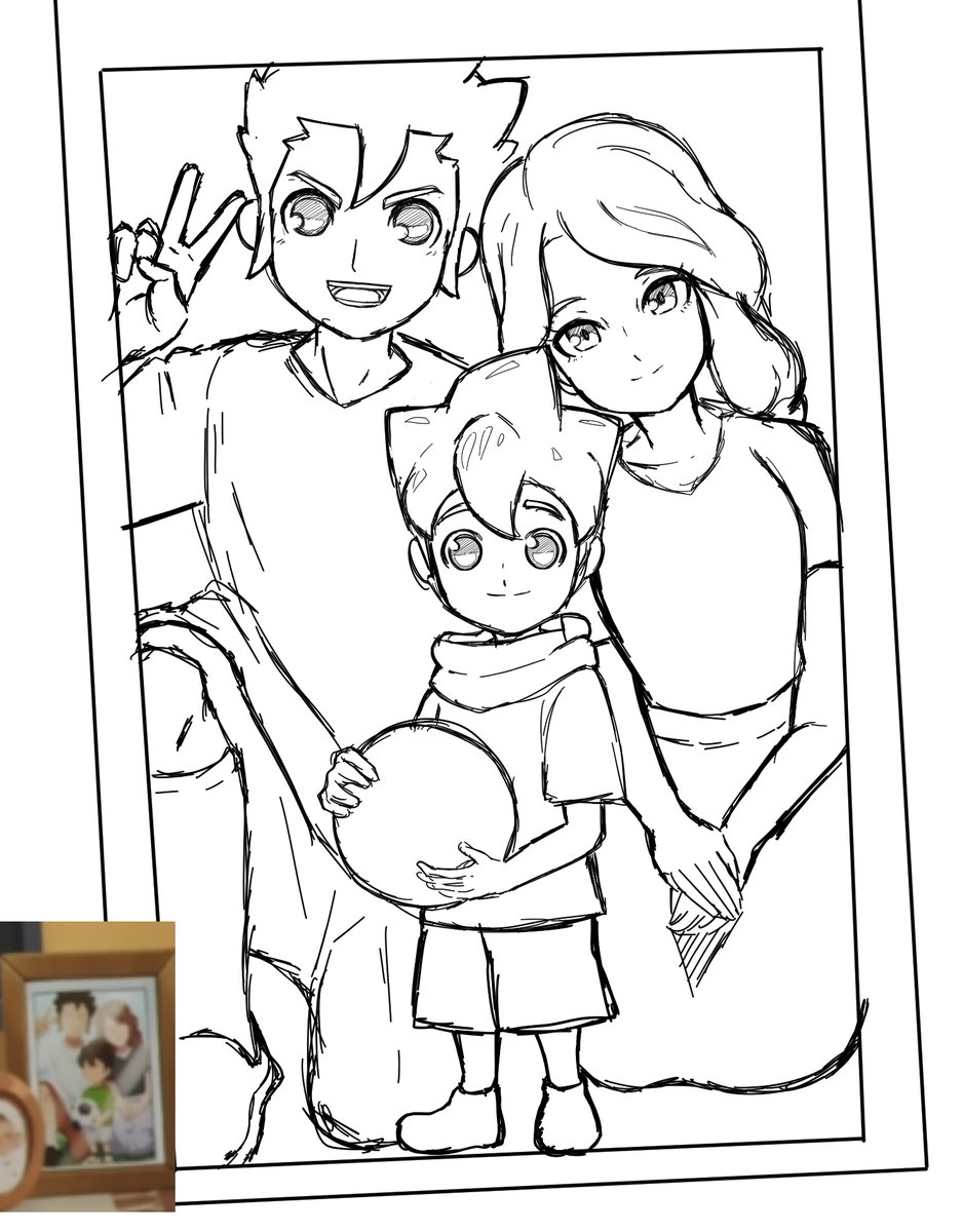CAZADORX7's tweet image. Que dicen, lo termino?
Foto familiar de la Familia Endo/Evans
#InazumaEleven #inazuma