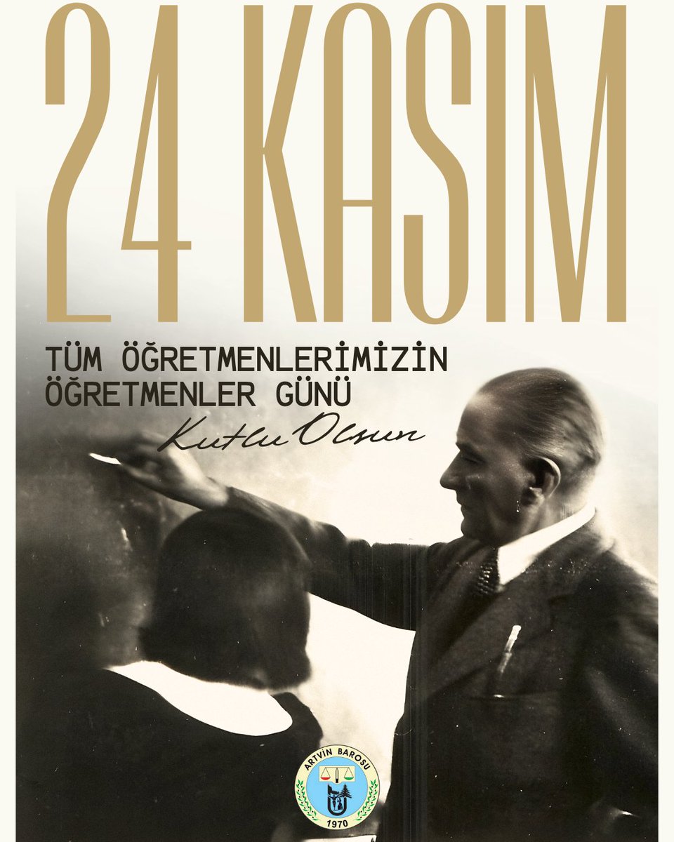 artvinbaro's tweet photo. Artvin Barosu olarak, 24 Kasım Öğretmenler Günü’nü en içten dileklerimizle kutluyoruz.
Cumhuriyetimizin kurucusu Başöğretmen Gazi Mustafa Kemal Atatürk’ün “Öğretmenler, yeni nesil sizin eseriniz olacaktır” sözünün ışığında yürüyen tüm öğretmenlerimizin günleri kutlu olsun. https://t.co/IZ7AmCMDIf