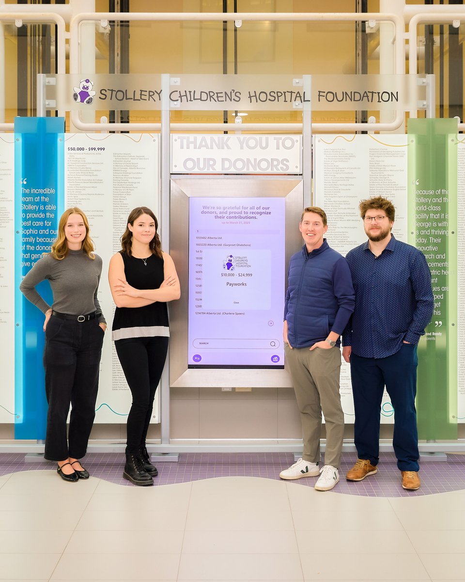 Payworks's tweet image. Members of our Edmonton team were recently onsite at Stollery Children’s Hospital to see Payworks added to their donor wall. Up next: participation in the hospital&apos;s annual telethon… stay tuned to learn more!

#PayitForward #CommunityGiving #CorporateCulture #CanadianBusiness