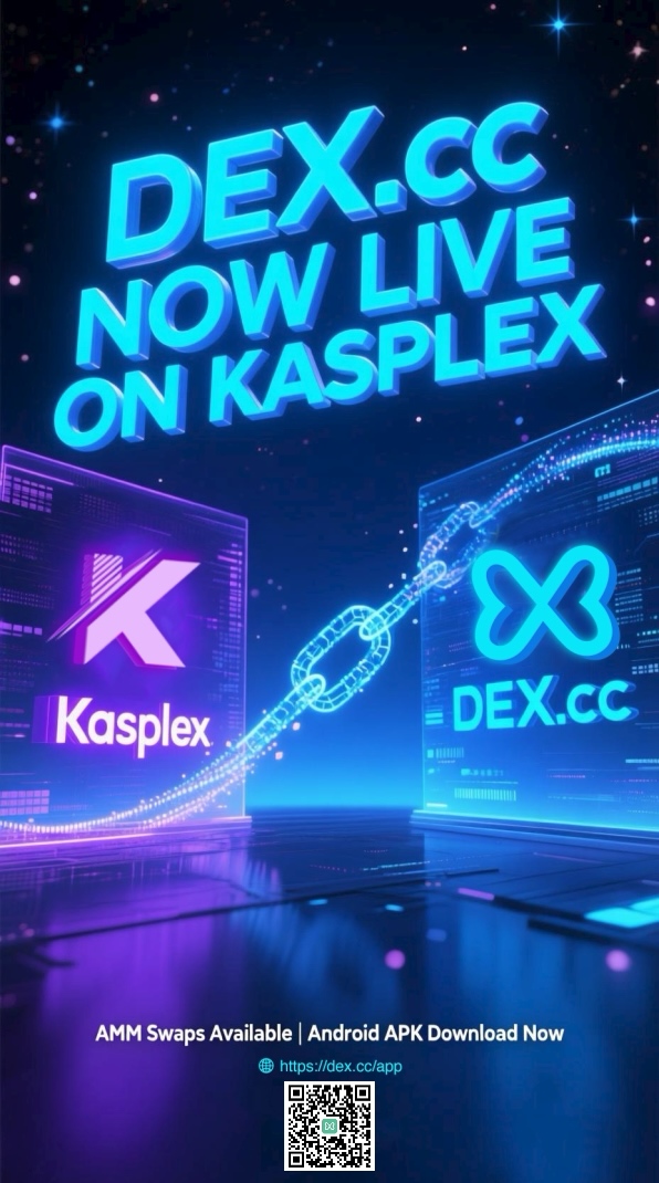 KaspaBuilders's tweet image. 🚀 BREAKING: DEX.cc is now LIVE on Kasplex L2!

The future of Kaspa-based DeFi just arrived.
You can now swap, add liquidity, and bridge assets directly on Kasplex using our new AMM-powered DEX.

📲 Download Android APK: 

dex.cc/app

(Google Play &amp;amp;…