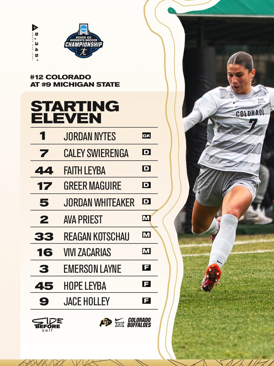 CUBuffsSoccer's tweet image. Today&apos;s XI

#SIdeBeforeSelf // #GoBuffs