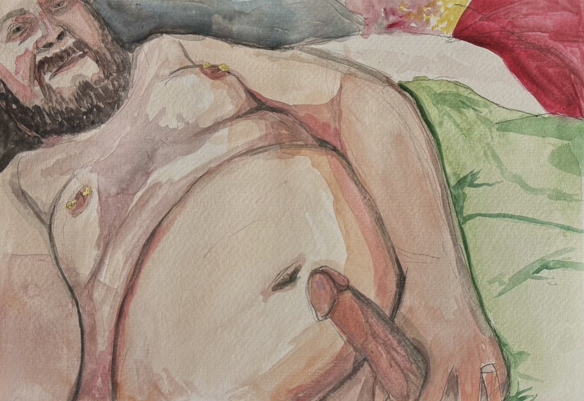 bearnakedbryce's tweet photo. Quick watercolor selfie study. How’d it come out? https://t.co/Kv3699v4jN