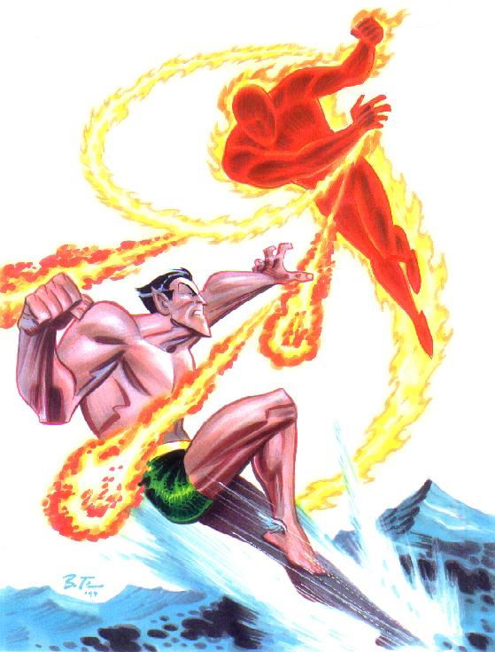 iamluke85's tweet image. #namor vs #humantorch artwork by #brucetimm