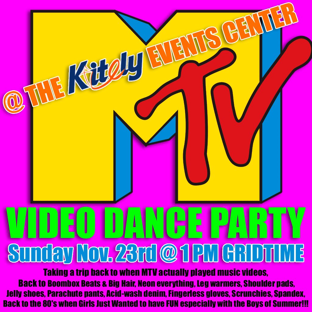 Join us at 1 PM today for a Video Dance Party where we'll watch and dance to the actual MTV videos from the 1980s on a giant TV! Dress in 80s clothes or come as you are.

TP: bit.ly/KitelyEventsCe…

#opensim