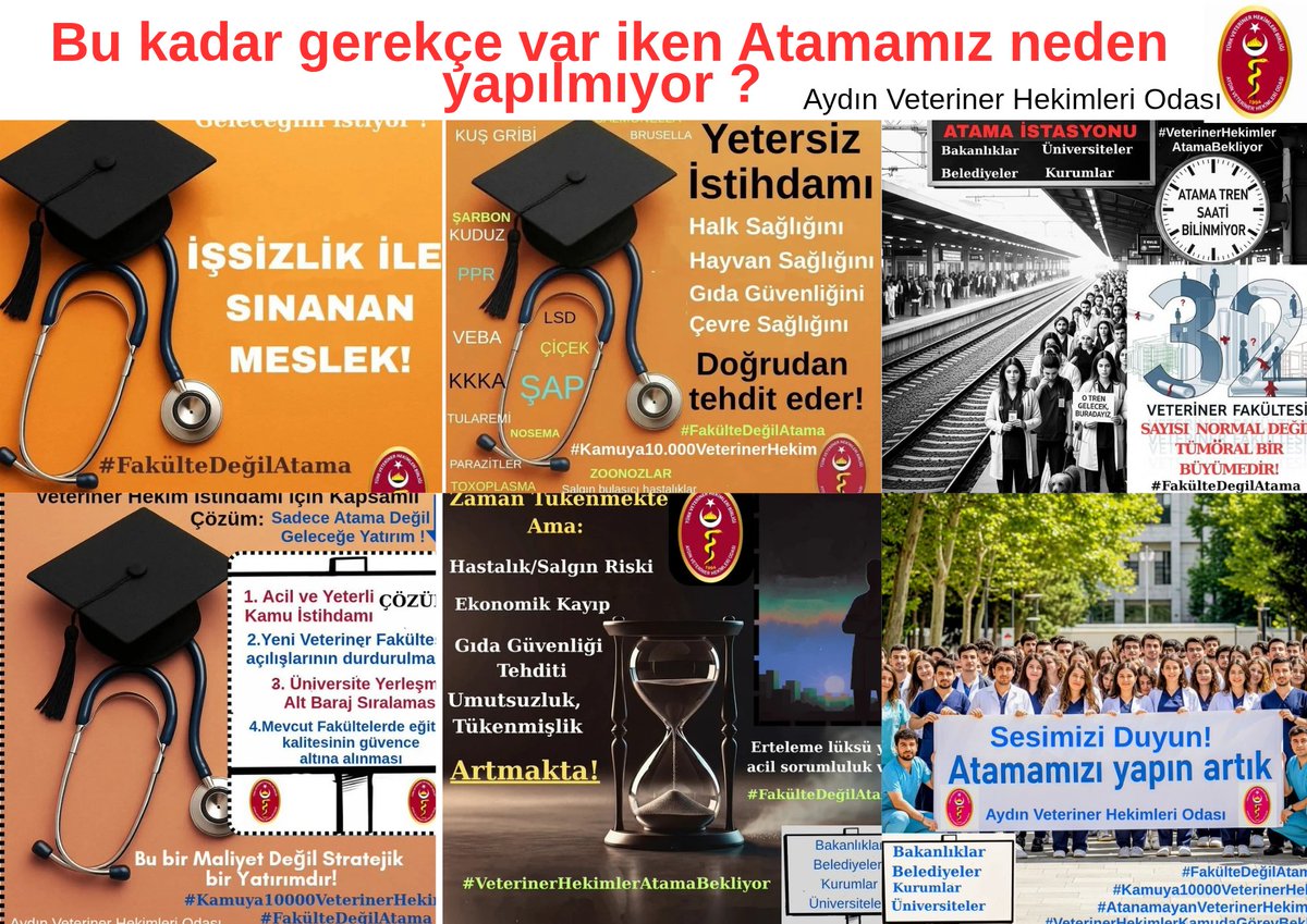 Yetersiz istihdam;

Halk Sağlığı riski

Hayvan Sağlığı riski

Gıda Güvenliği riski

Çevre Sağlığı riski, demek!

Veteriner Hekimlik stratejik bir meslektir.

#BütçedenVetHekimeAtama
#VeterinerHekimlerAtamaBekliyor