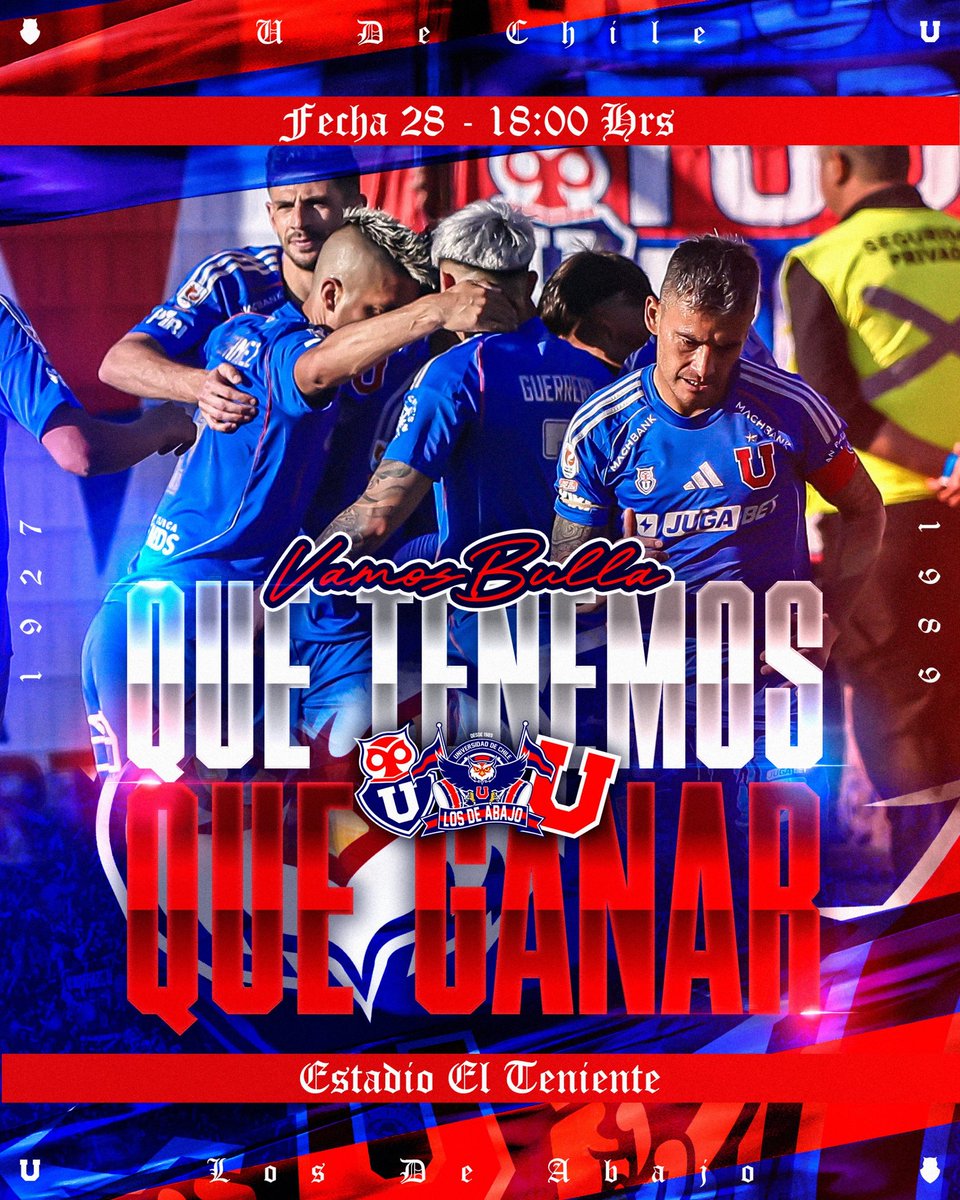 ¡Hoy juega la U!

A Rancagua vamos los azules en búsqueda del Chile 2.

Desde la galería entregaremos todo el aguante de siempre 

En mi cantar he puesto toda mi fe🎶

Los de Abajo, la número uno.