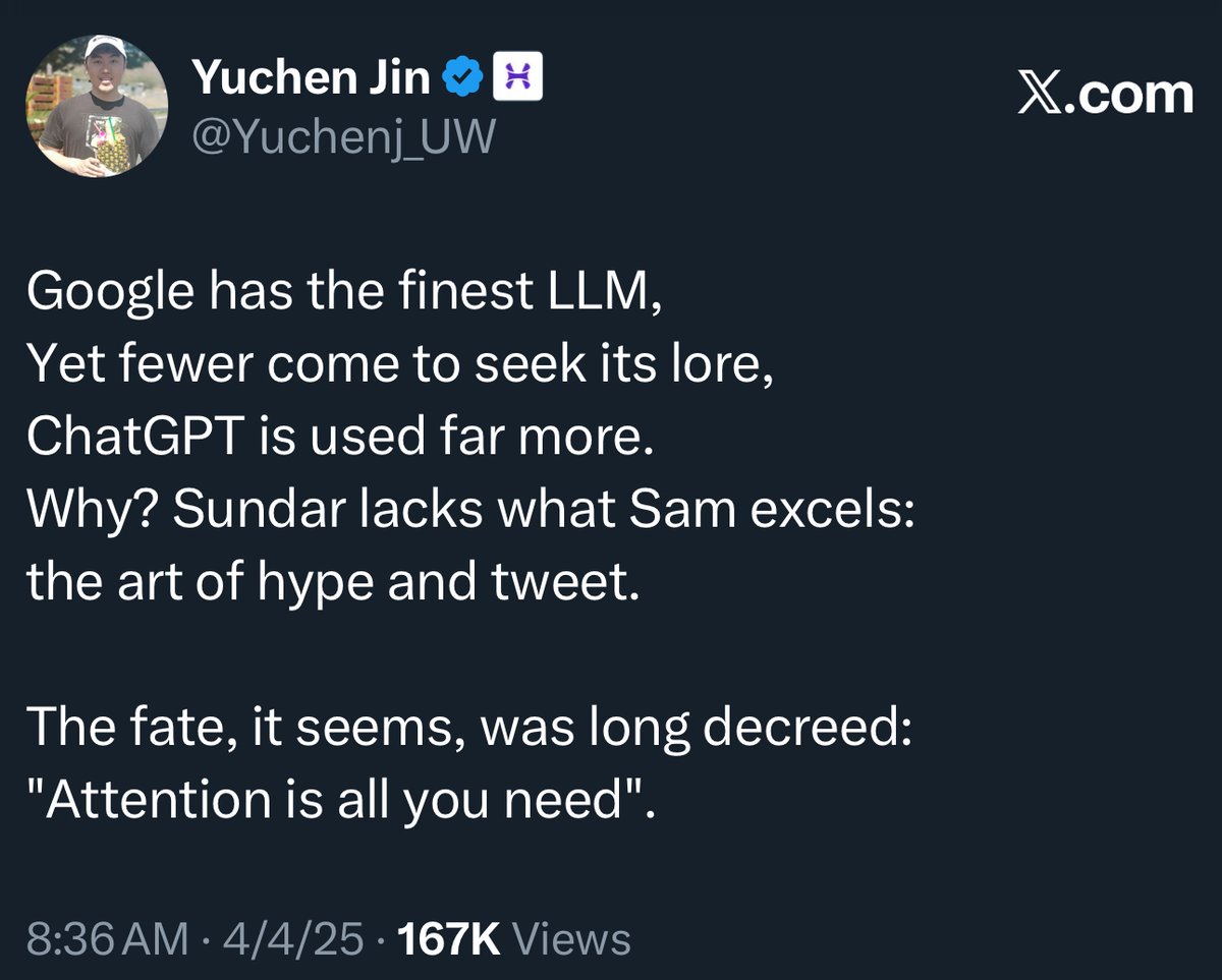 Eu twittei isso no início deste ano.
É engraçado como os principais pesquisadores do Google agora dominam a arte da pr