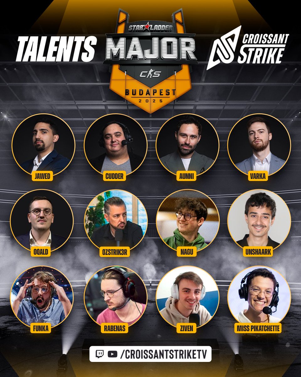 CroissantStrike's tweet image. LE MAJOR COMMENCE DEMAIN ! 🤩

Voici les 12 talents qui participeront au StarLadder 🇭🇺 Budapest Major à nos côtés ! ✨🎙️