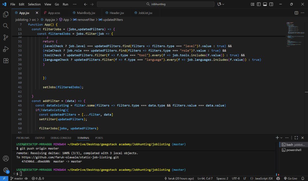 FarukOlawale3's tweet image. Day 38 of #100DaysOfCode
I finally completed the Job Listings with Filtering challenge from Frontend Mentor! 🎉  
It was an intermediate project, and I’m proud of how it turned out.
Small wins like this keep me going!  
#ReactJS #FrontendMentor #100DaysOfCode
