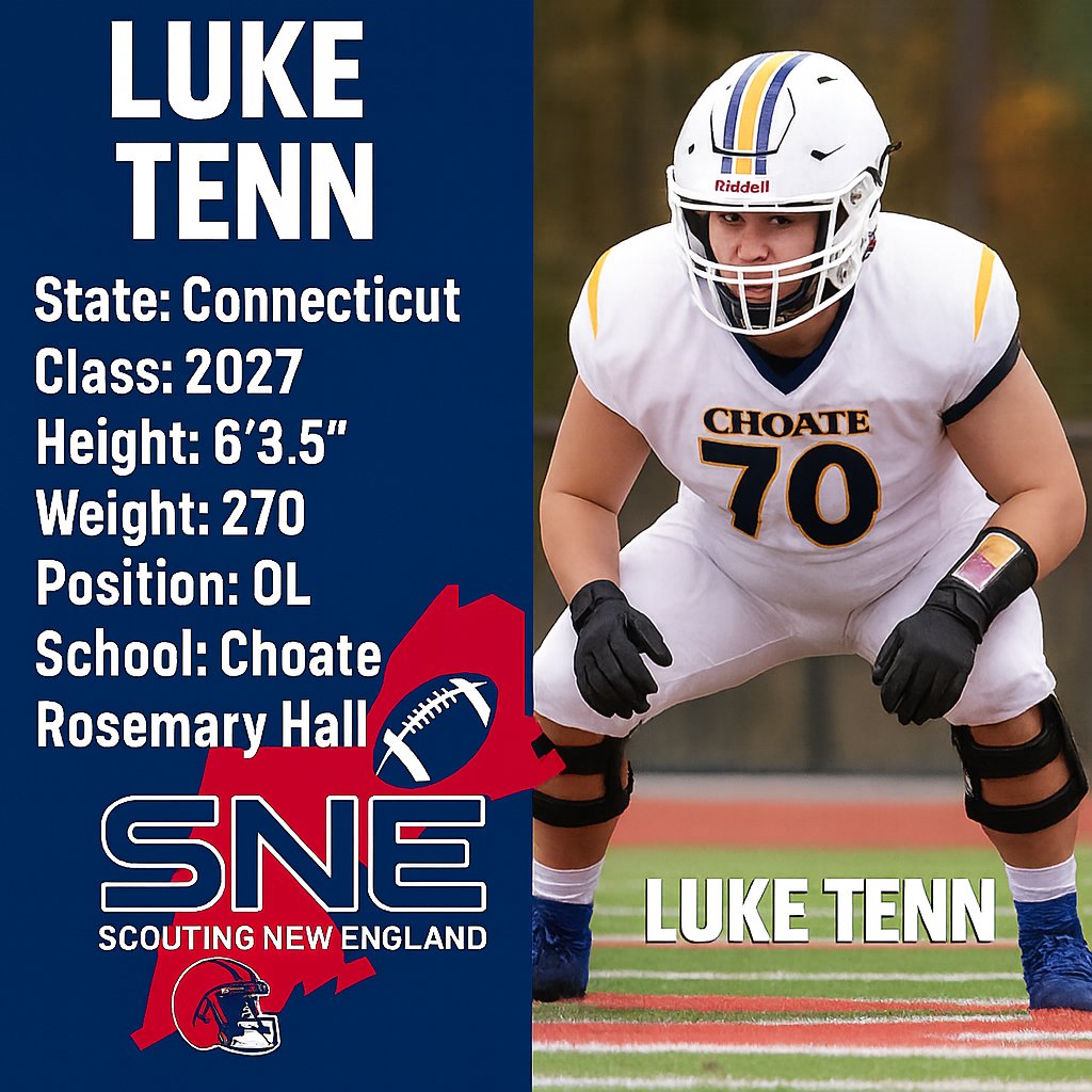 📢🏈❤️‍🔥🔥 NCAA College Div 1 FCS Coaches - Meet 2027 OL Luke Tenn <a href="/luketenn1/">Luke Tenn</a> from <a href="/CRHFootball/">Choate Rosemary Hall Football 🐗</a> 🔥❤️‍🔥🏈 LINK: ➡ FREE REPORT:️scoutingnewengland.com/introduction-r…
