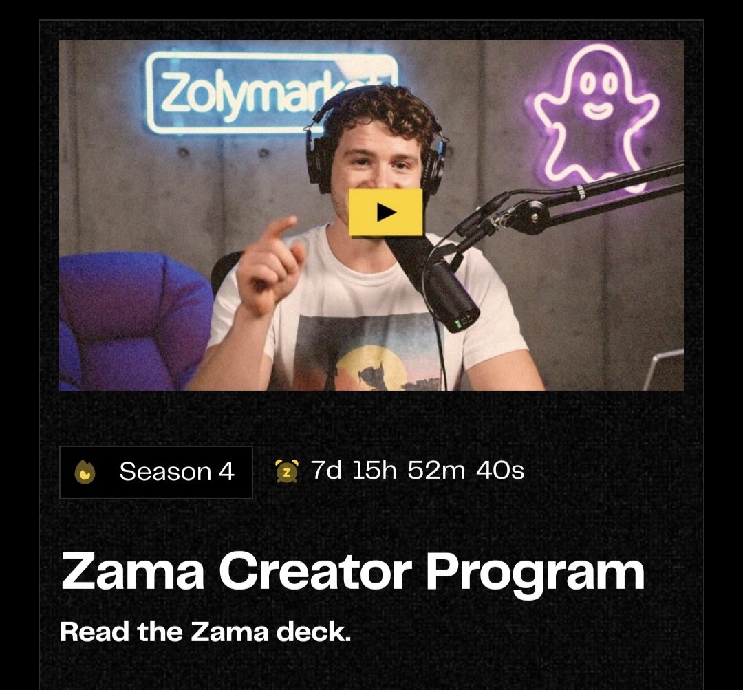 0x_maxi_'s tweet photo. ⏳ Only 7 Days Left to Secure Your Spot!

@zama $ZAMA Season 4 wraps up in just 7 days.
There’s still time to climb the Top Leaderboard!
Post daily educational content, memes, or banners to boost engagement.

This is your last chance to claim an OG ZAMA NFT before mainnet goes live. Once Season 4 ends, opportunities like this will be limited.

Don’t forget complete your Guild connection to ensure eligibility.

@zama  Mainnet is almost here finish strong and secure your place in Zama history

#ZamaCreatorProgram