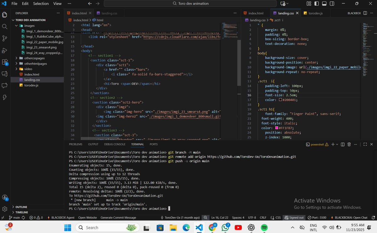 Torodev12's tweet image. 😊✨ This is my first time sharing one of my first projects here on X! 🚀
Looking forward to sharing my progress and learning journey with you all! 😄👩‍💻👨‍💻
toro-devanimation.vercel.app 
#frontenddevelopmenttraining #frontenddevelopers