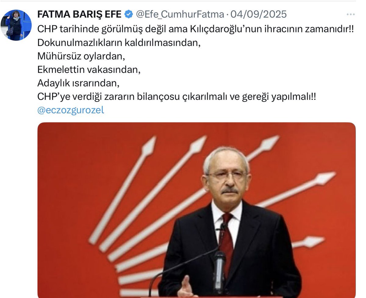 Tam zamanı;
Kemal Kılıçdaroğlu ekibiyle birlikte ihraç edilmeli!!
<a href="/herkesicinCHP/">CHP 🇹🇷</a>