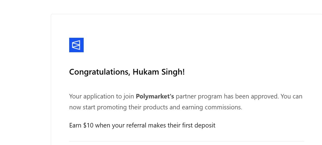 imHukam's tweet photo. Finally approved for @Polymarket program. https://t.co/OtFEfNT7Df
