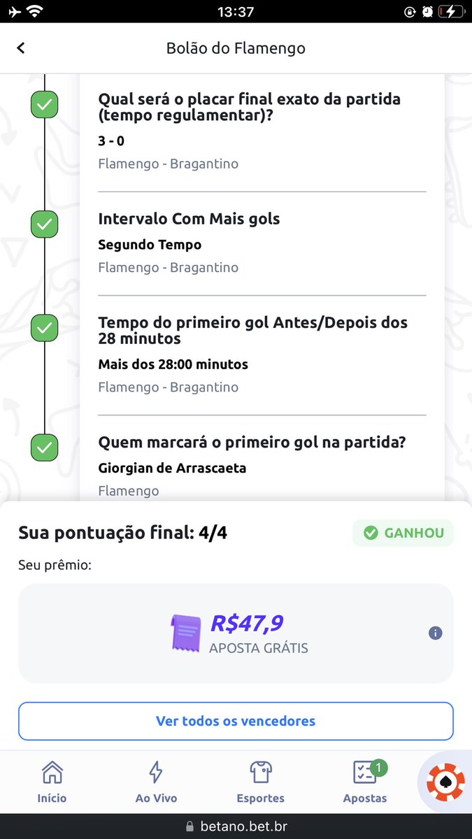DGSilvaCPX's tweet photo. @Savyo017 @MTips01 Ganhei só 47 kk https://t.co/HtGhoG8uuq