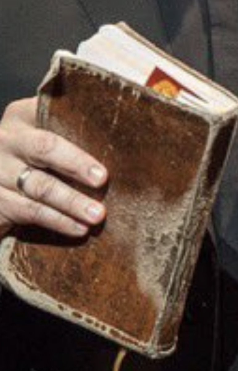 AMDG_Derek's tweet image. “Catholics don’t read the Bible”

Meanwhile Fr Mike Schmitz has worn his handprint into his Bible.