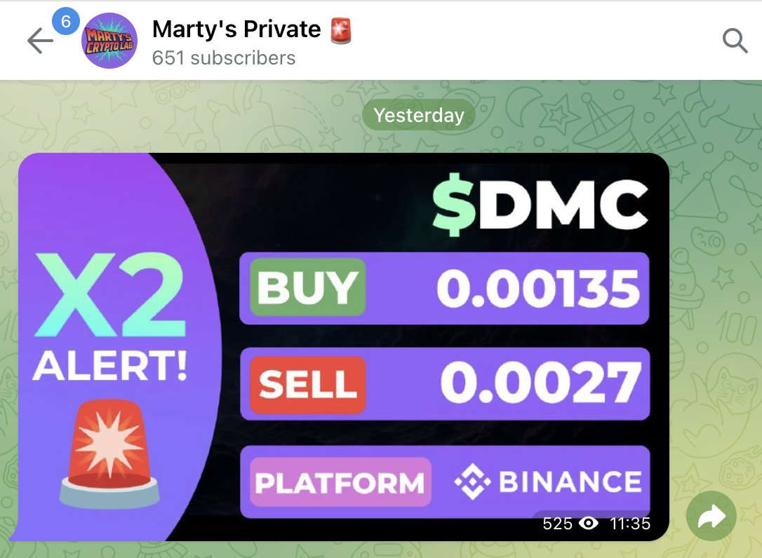 martyscryptolab's tweet image. $DMC x2 signal successfully hit the target! Entry at $0.00135 → Exit at $0.0027. 🚀