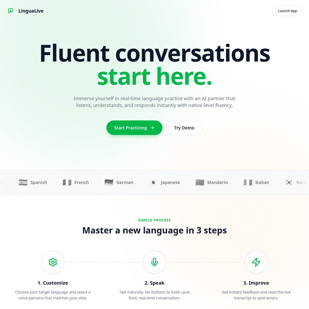 smartnakamoura's tweet image. Just built LinguaLive AI, a real-time language learning partner that actually talks back.

Instant voice conversations, 8 supported languages, customizable AI personas, live transcription, audio visuals, and automatic session history.
Fast, smooth, and genuinely fun to use.…