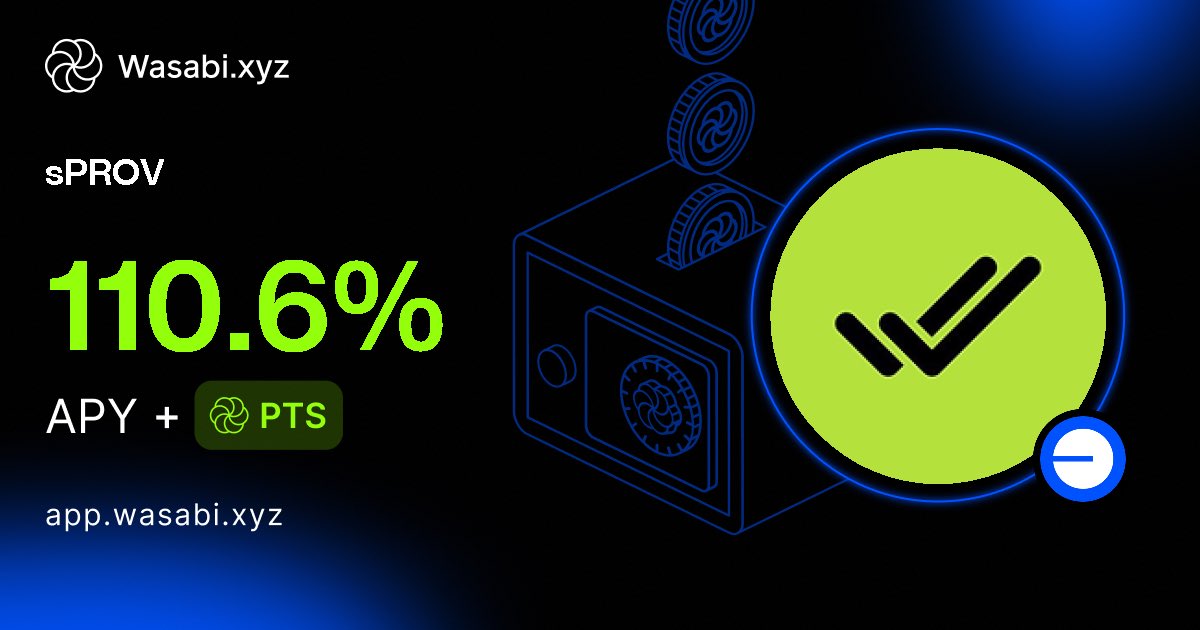 0xProvenance's tweet image. 🔔 JUST IN: The $PROV holders are currently earning 110.6% APY on Wasabi Earn! 🫶

Stat: 350+ Holders! 🆙💚