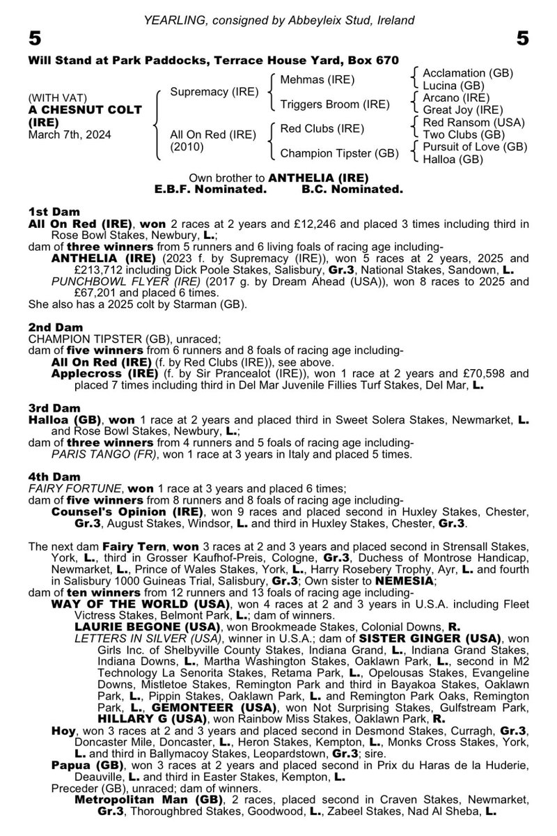 One of our clients is selling own brother to BT winner Anthelia <a href="/Tattersalls1766/">Tattersalls</a> yearling sales tomorrow. <a href="/YeomanstownStud/">Yeomanstown Stud</a> 
Her Starman colt sold <a href="/Goffs1866/">Goffs</a> for €225k. <a href="/HoStud/">Tally-Ho Stud</a> 
secure.tattersalls.com/4DCGI/Entry/Lo…