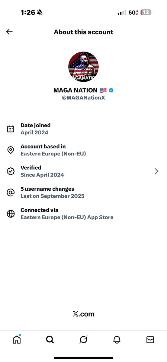 🚨 Foreign influence is everywhere on X.
The new location feature just exposed how many “American” political accounts are actually run from places like Turkey, Saudi Arabia, India, Pakistan &amp; more.

This fake account MAGANationX has over 392k followers and was exposed for being