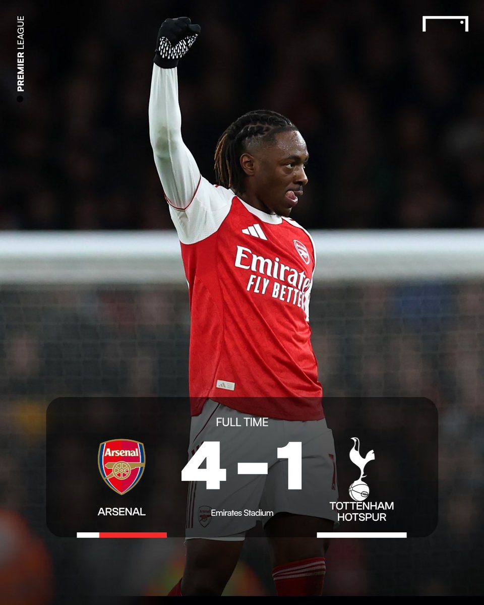 GOAL_ID's tweet photo. Derby London Utara menjadi panggung Eberechi Eze 👑

Hat-trick briliannya ke gawang Tottenham membawa Arsenal nyaman di puncak klasemen sementara Liga Premier Inggris ⚽️🏴󠁧󠁢󠁥󠁮󠁧󠁿 https://t.co/2KTVjX9Wwm
