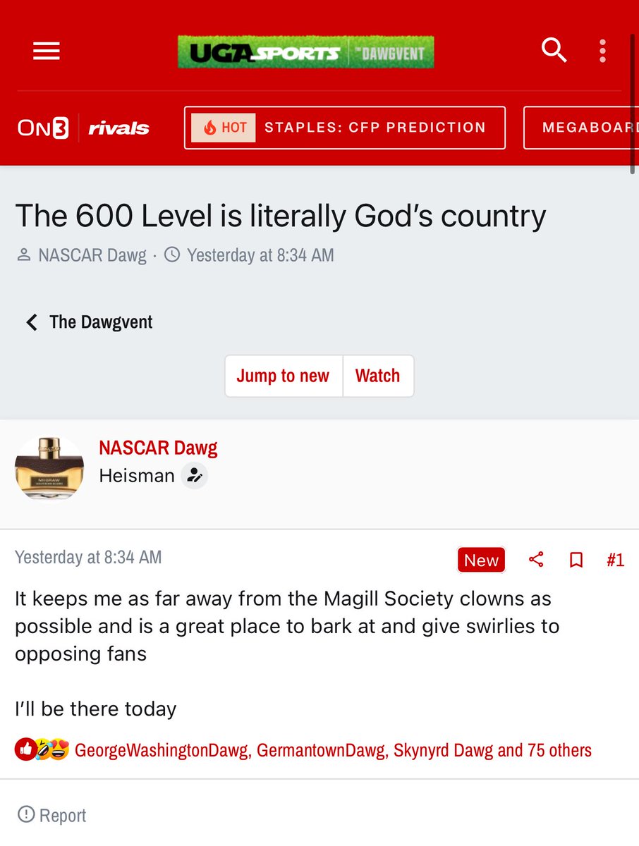 This #Georgia fan prefers sitting in the 600 level where he can bark and give opposing fans swirlies.