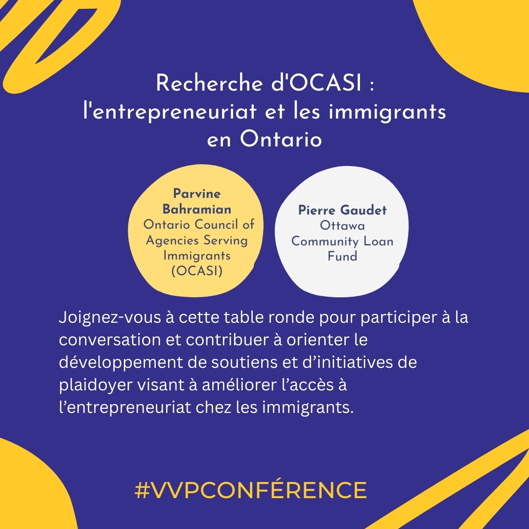 P2PConnects's tweet image. Recherche d&apos;OCASI : l&apos;entrepreneuriat et les immigrants en Ontario
Facilitateurs : Parvine Bahramian – Ontario Council of Agencies Serving Immigrants (OCASI) et Pierre Gaudet – Ottawa Community Loan Fund (OCLF)
🗓️ 24 novembre
📍 Virtuel
#p2pconference #vvpconference
