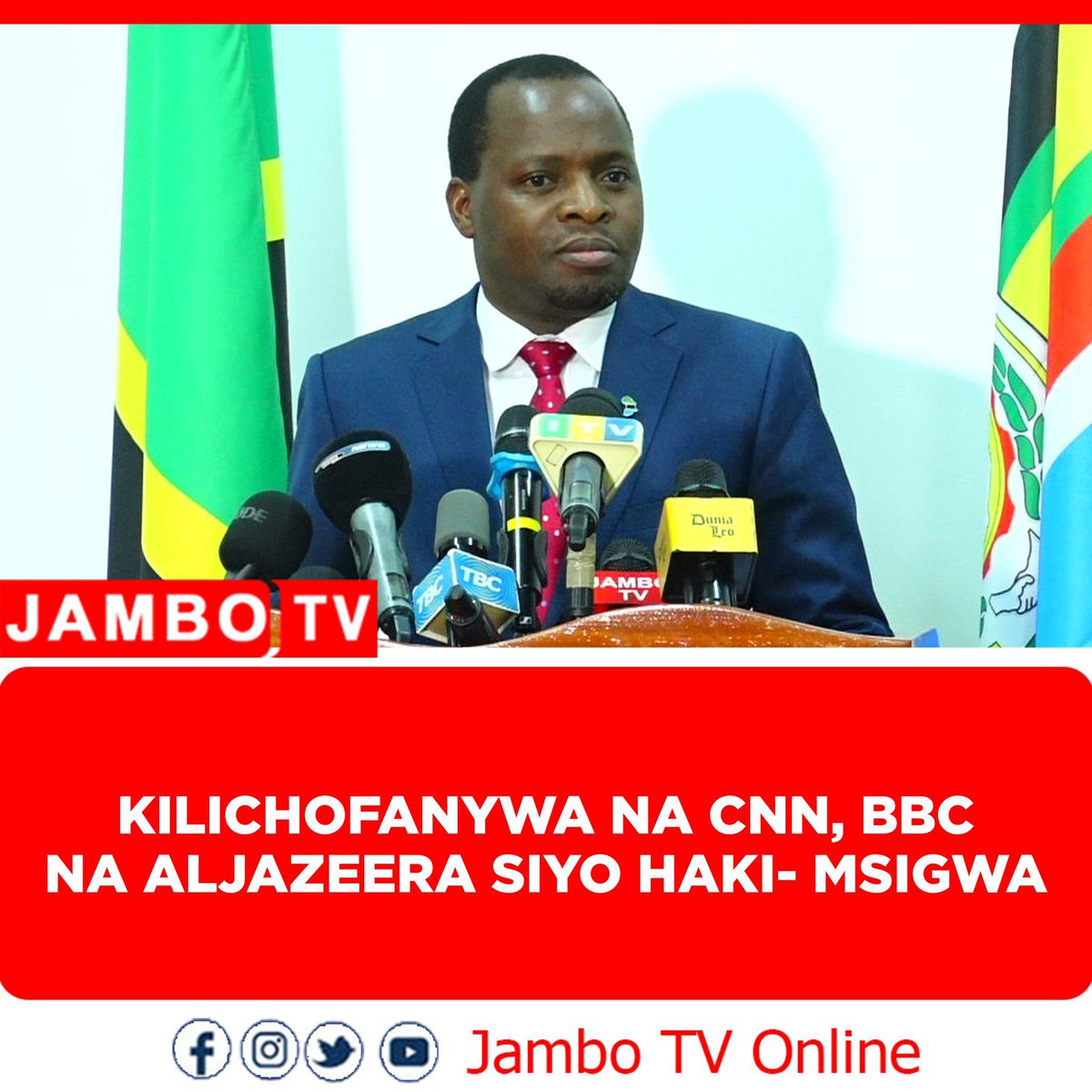 Wakazi's tweet image. MSIGWA KAISHIWA PAWA

PRESS HAIELEWEKI; umeita LOCAL MEDIA kuongelea INTERNATIONAL MEDIA, alafu unalilia WATALII, kisha unaanza PROPAGANDA. Hii ni Dalili KUELEKEA KIBLA.

Unataka Media zifanye kazi kwa “Uwazi, Haki na Uwajibikaji”? Michael Jackson aliimba, STARTING WITH MAN ON