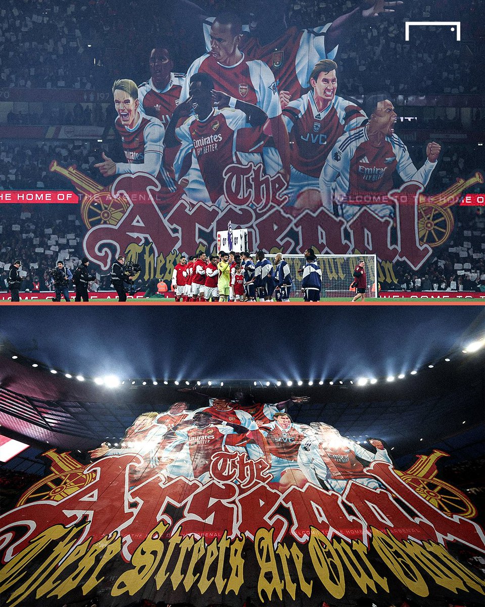 GOAL_ID's tweet photo. Tifo yang luar biasa dari para pendukung Arsenal dalam Derby London Utara di Stadion Emirates 😍 https://t.co/hXbwwuP1nm