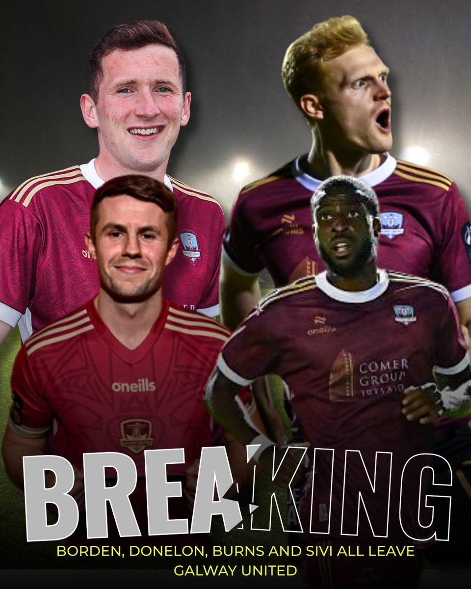 loi_talk's tweet photo. Galway United have confirmed that Vince Borden, Regan Donelon, Bobby Burns &amp; Jeremy Sivi have all departed the club following the expiration of their contracts.

Thoughts Galway United fans?🤔

🎨@Retro2Current https://t.co/uZ5lOD4WAv