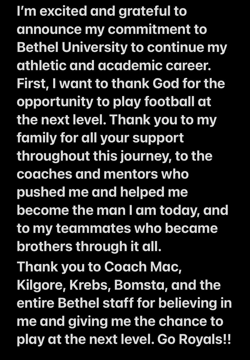 Committed! Go Royals! 
<a href="/BethelRoyalsFB/">Bethel Football</a> 
#cultivate