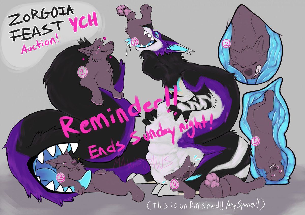 ENDS TONIGHT! All are at SB (45) Except for 1 which has no bids yet &gt;:))

furaffinity.net/view/63063590/…