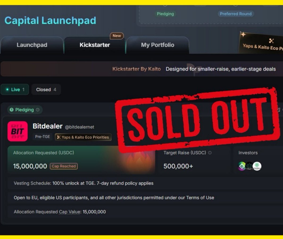 remonnyy's tweet image. The @bitdealer $BIT Private Sale Registration is taken and the window is closed.

 anyone looking to lock in early positioning for the next phase of Bitdealer’s ecosystem has luck.

A total of $400K worth of $BIT is allocated for this round, giving early supporters a rare…