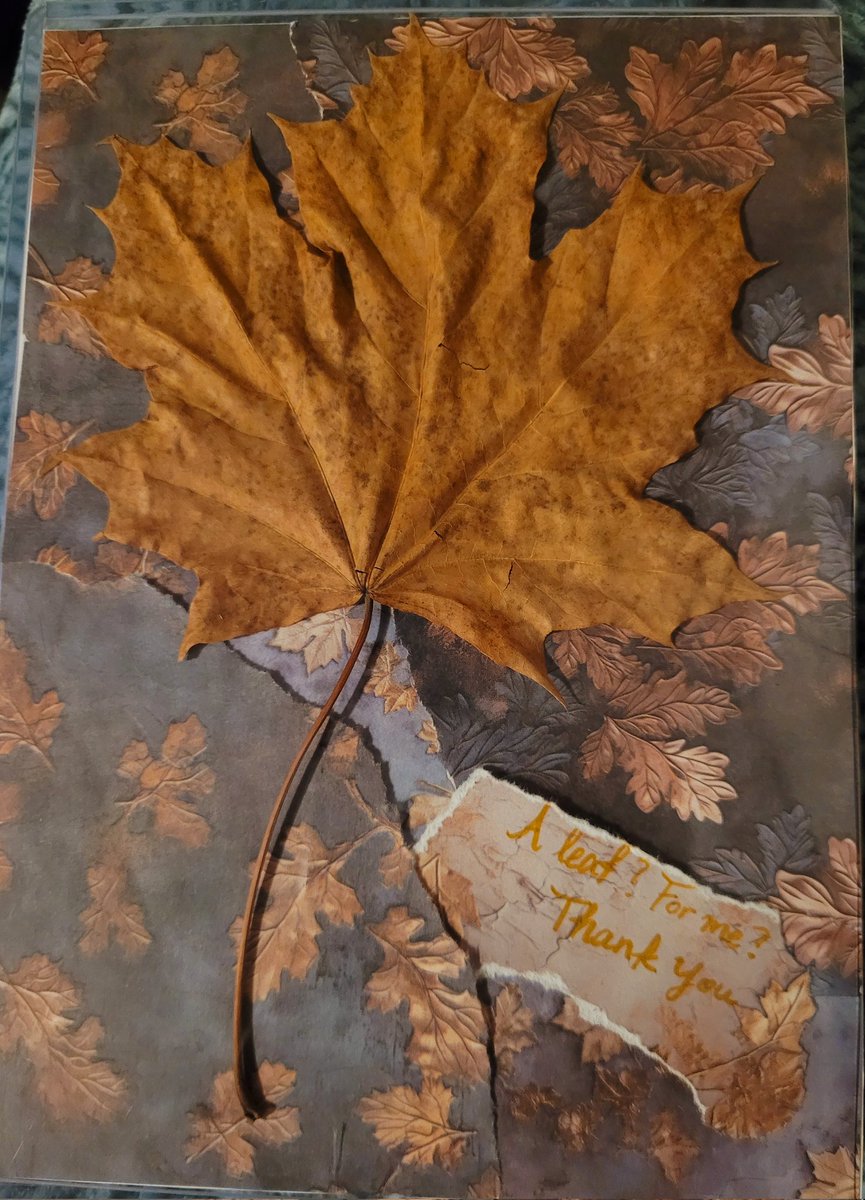 VictoriaTaeria's tweet photo. Absolutely adored the movie "Frankenstein" (2025) by @RealGDT and had to make my own leaf art. Such a tender, pure and beautiful moment between The Creature and Elizabeth..🍁 Wish they had more time or an eternity together 😭 #Frankenstein https://t.co/W2LpTnRBoo